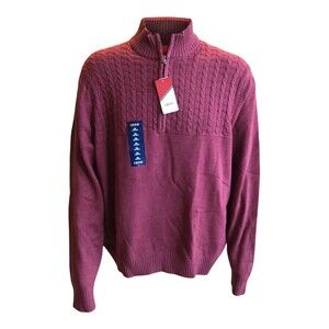 IZOD Sweater Men XXL Cotton Cable Stitch 1/4 Zipper Mock Collar